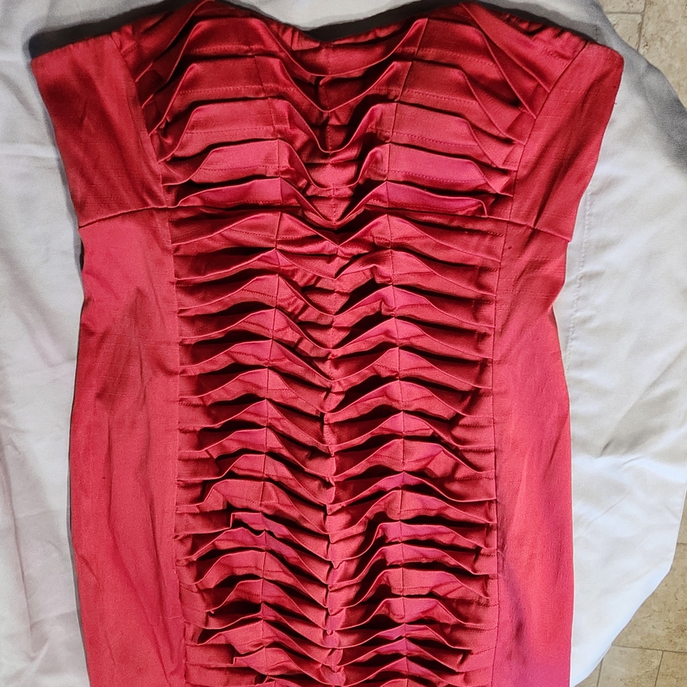 Bebe Strapless Bold Red Dress